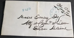 [Cvr550] U.S. FLS LOWELL,MA TO SACO,MAINE(1850) w/ Letter  - Picture 1 of 5