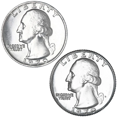 1970 P D Washington Quarter BU 2 Coin Year Set Cover