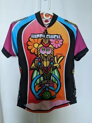 Precaryous Biker Chick Cycling Shirt Womens Lg Wicking Hippy Chick - Image 1 of 4