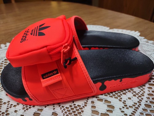 Pantofola sandalo Adidas Originals donna tascabile rosso solare taglia 8 nuove senza scatola