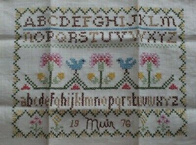 Paragon ABC 123 Sampler Flowers Hand Embroidered Completed Finished  • 28.20€