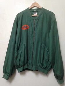 Vintage 80s jacket M dark green silk with jersey edgings 'Chevignon Brand' - Picture 1 of 15