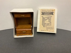 Dollhouse Nightstand Side Table 2 Drawers Cherrywood Finish 1:12 Scale Miniature - Picture 1 of 10
