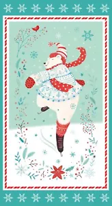 23" Stoff Panel ~ Studio E Eisbär Pirouette ~ Weihnachten Winter Eislaufen - Bild 1 von 2