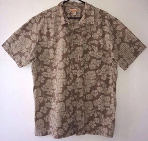 Sideout Hibiscus Hawaiian Flowers Brown Summer Beach XL Shirt Top - Picture 1 of 1