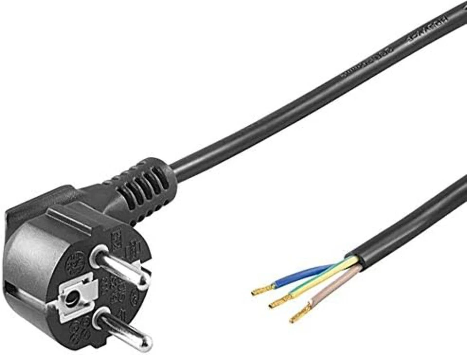 ‎PREMIUMCORD Netzkabel mit abgewinkeltem Schukostecker Stromkabel Netzstecker offene Enden
