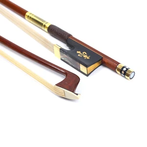 4/4 Violin Bow Brazilwood Ebony Golden Black Silk Frog Natural Bow Hair Straight - Picture 1 of 6