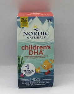 Nordic Naturals, Children's DHA, Ages 3-6 Strawberry 250 mg 90 Gels EXP 4/25 - Picture 1 of 1