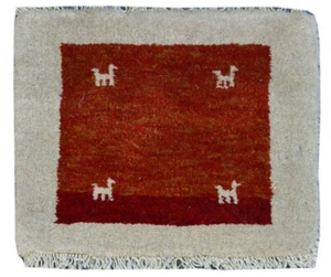 1'3"x1'3" Traditional Oriental Red Handmade Gabbeh Hand Knotted Tribal Area Rug - Picture 1 of 6