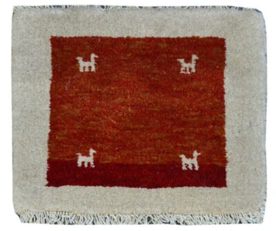 1'3"x1'3" Handmade Traditional Red Gabbeh Hand Knotted Tribal Oriental Area Rug - Image 1 of 4