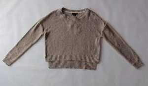 Aqua melierter kurz geschnittener Pullover mit Rundhalsausschnitt, echtes Taupe, Größe M, UVP 78 $ - Bild 1 von 4