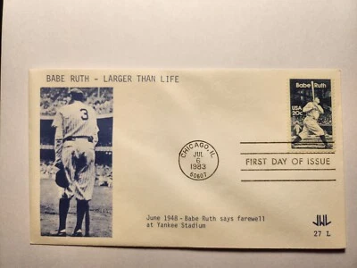 FDC Babe Ruth MLB Farewell at Yankee Stadium D-705 1983 - Image 1 of 3