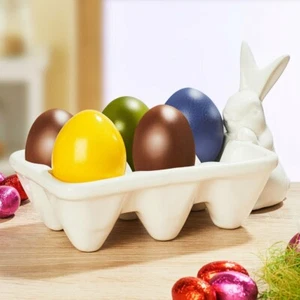 Dekoschale Eierkarton Osterhase Porzellan weiß 6 Eier statt Oster Körbchen Korb - Bild 1 von 2