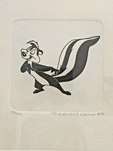 RARE CHUCK JONES PEPE LE PEW ETCHING WARNER BROS LIMITED EDITION 10/100 FRAMED - Picture 1 of 7