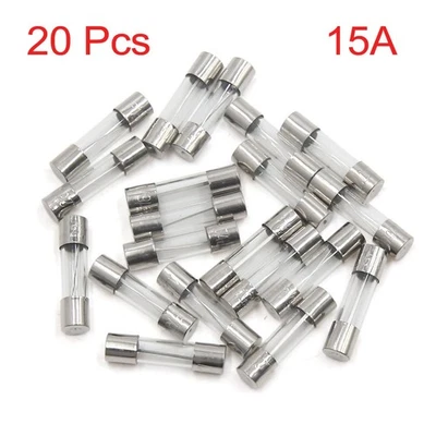 Universal 20Pcs 5 x 20mm 15A Fast Blow Type Glass Tube Fuse for Car Vehicle - Image 1 of 2