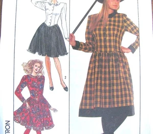 Dress Sewing Pattern Shaped Drop Waist Long Sleeve Simplicity 8734 Size 12-16 UC - Picture 1 of 5
