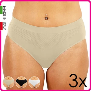 3 Slip da Donna Microfibra Senza Cuciture Vita Media Mutande Elasticizzate Midi - Foto 1 di 21