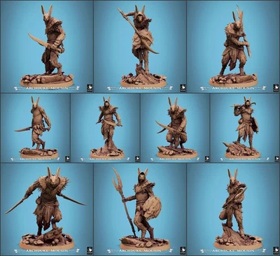 RESCALE MINIATURES Rabbit Pack Miniature fighter tabletop RPG Archduke Mousin 10 POSES