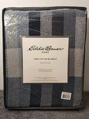 Eddie Bauer Cotton Blanket, Windsor Stripe-Blue, Twin - Image 1 of 4