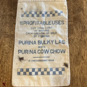 Purina Mini Bulky Las Cow Chow Canvas Sack Tasche 13,5 x 8 klein Schachbrett Vintage - Bild 1 von 8