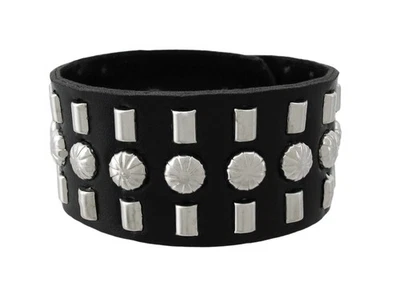 Zeckos Black Vinyl Barrel Studded Wristband with Round Studs - Image 1 of 4