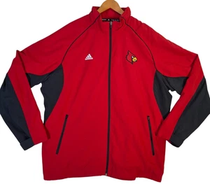 Adidas Louisville Cardinals Football Jacket Men's 2XL Red Full Zip Lined - Picture 1 of 8
