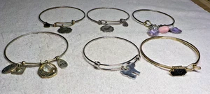 BELLA & RYAN & 4 UNSIGNED BANGLE LOT OF 6 SILVERTONE METAL WIRE BRACELETS - Picture 1 of 15