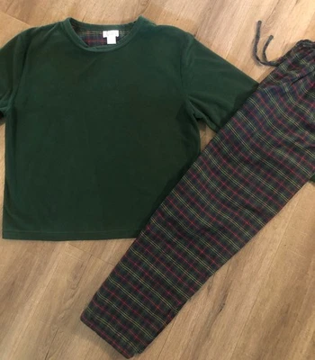 Tesoro Christmas Pajamas Womens XL Green Fleece Top Plaid Flannel Bottoms - Image 1 of 4