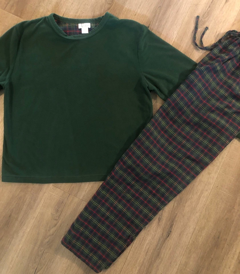 Tesoro Navidad Pijama Mujer XL Verde Polar Top Franela Cuadros Parte Inferior Foto 1 de 4
