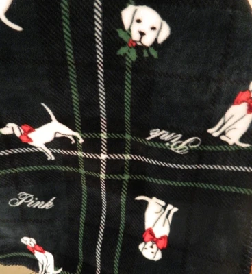 PINK/Victoria's Secret Soft PLUSH SHERPA FLEECE Throw BLANKET DOGs Holiday 50x60 - Image 1 of 4