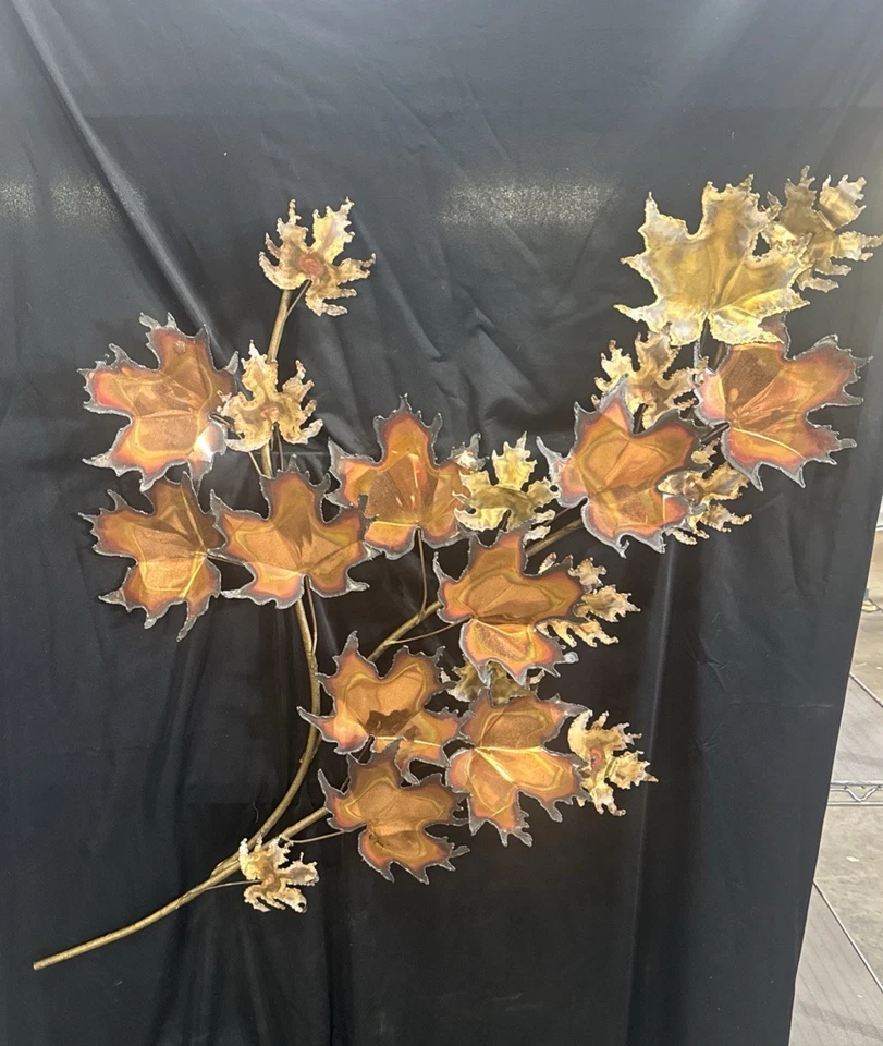 "Escultura de pared MCM vintage Curtis Jere C.Jere hojas de arce 30x50"" brutalista" Foto 1 de 4