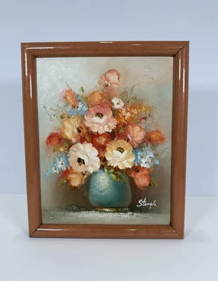 Still Life Floral Oil Painting Pastel Colors 11”x9” With Pink 90’s Style Frame - Image 1 of 4