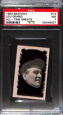 1963 Bazooka All-Time Greats #15 LOU GEHRIG PSA 7 NM 25446007  - Image 1 of 3