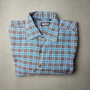 Paul Stuart Shirt Mens Large Brown Blue Plaid Button Up Long Sleeve Casual Work - Picture 1 of 13