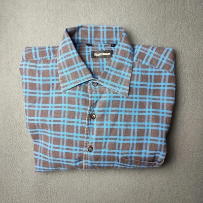 Paul Stuart Shirt Mens Large Brown Blue Plaid Button Up Long Sleeve Casual Work - Image 1 of 4