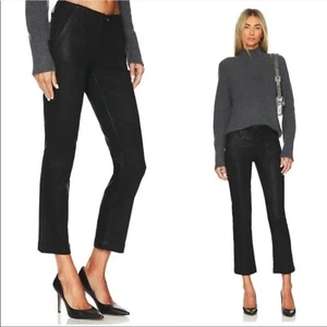 Paige Mayslie Straight Leg Ankle Moto Jeans in Black Fog Luxe Coating Size 25 - Picture 1 of 6