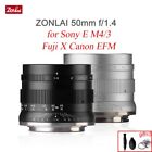 Zonlai 50mm F1.4 Manual Prime Lens do aparatu Canon EFM Fuji X Sony E-mount M4/3