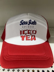 LOT OF 3 SEA ISLE SPIKED ICED TEA RED MESH TRUCKER HATS SNAP-BACK NEW RARE PROMO - Picture 1 of 6