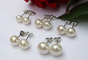 6 mm - 12 mm variante perlas de agua dulce joyería pendientes plata 925 bvc - Imagen 1 de 11