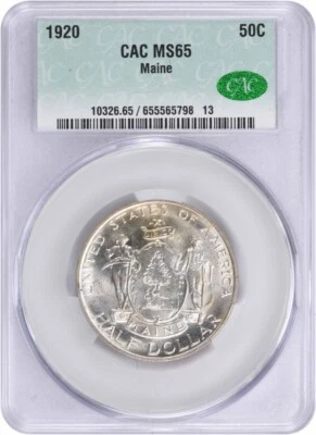 Maine Commemorative Half Dollar 1920 MS65 CACG - Image 1 of 2