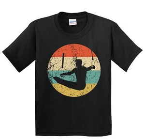 Boys Gymnastics Shirt - Retro Male Gymnast Rings Icon Youth T-Shirt - Picture 1 of 4