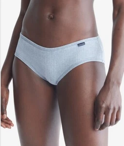 CALVIN KLEIN Ribbed Cotton Modal Heather Blue Chambray Hipster Panty Womens XL - Picture 1 of 5
