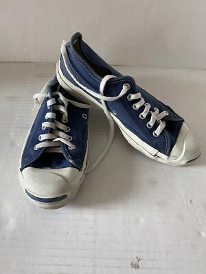 Converse Jack Purcell Shoes M 5 W 7 Vintage 1990s Made USA Canvas Navy Sneakers - Image 1 of 4