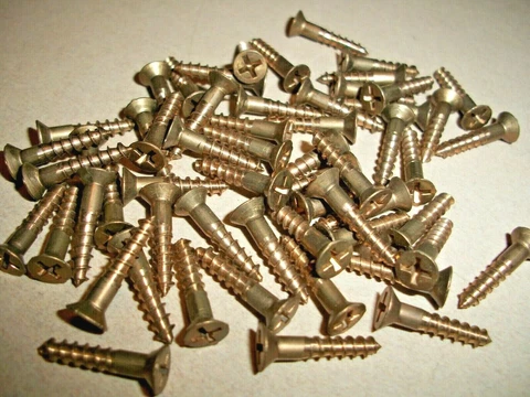 58- VINTAGE N.O.S. SOLID BRONZE PHILLIPS FLAT HEAD WOOD SCREWS, 3/4" x #5 = 1/8" Cover