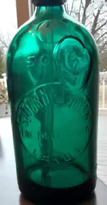 Antigua botella Seltzer - Lanús, Argentina, vidrio verde azulado - ¡Gran artículo de bar! - Imagen 1 de 7