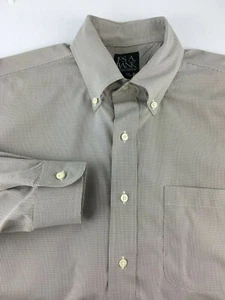 Camisa Jos A Bank Travelers Caqui Taupe Talla 16 Pata de Gallo Algodón Abotonado - Imagen 1 de 7