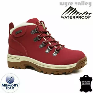 Ladies Memory Foam Leather Walking Hiking Waterproof Ankle Boots Trainers Shoes - Picture 1 of 6