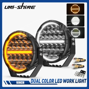 Pair 9inch LED Driving Work Lights Spot Flood DRL Fog 4x4 Offroad SUV UTV 4WD - Picture 1 of 19