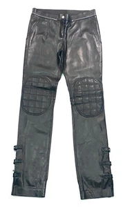 Vintage Dolce & Gabbana Leather Black Pants Moto Buckle Zipper Grunge Goth 33 - Picture 1 of 13