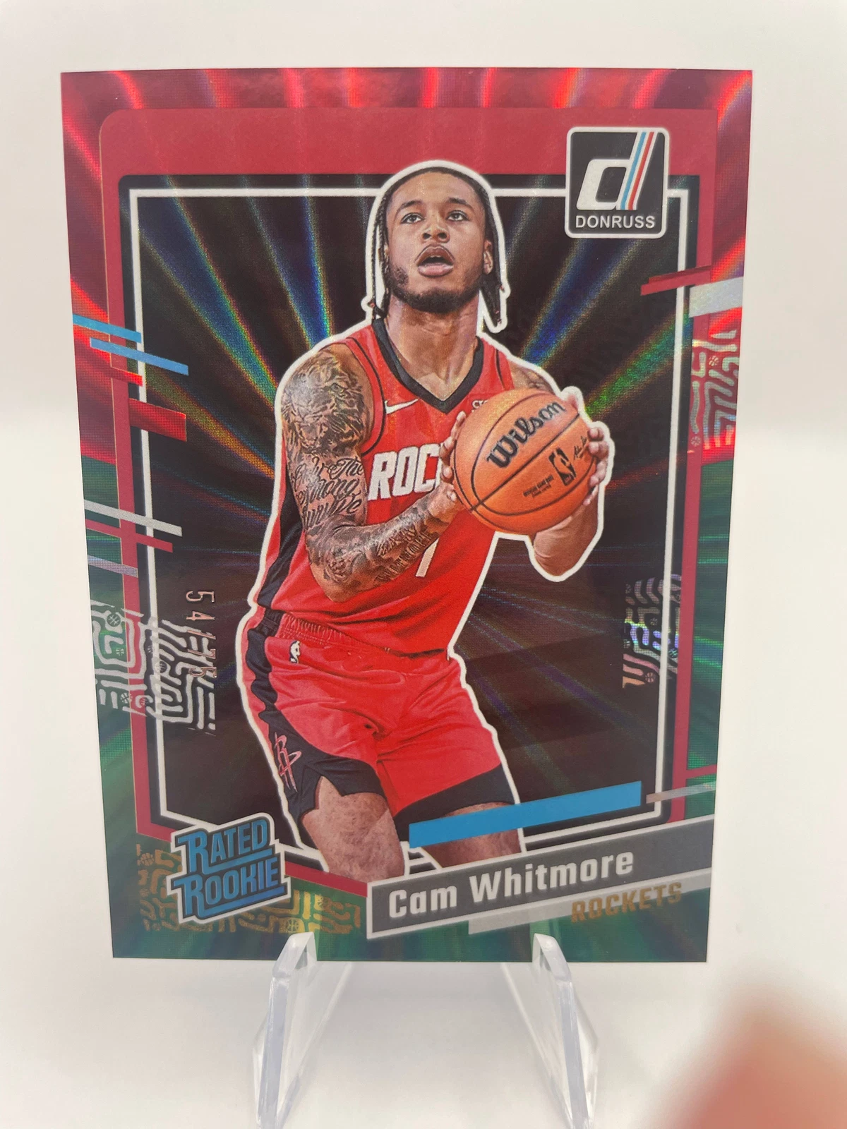Cam Whitmore 2023-24 Donruss #211 Rated Rookie RED GREEN LASER HOLO /75